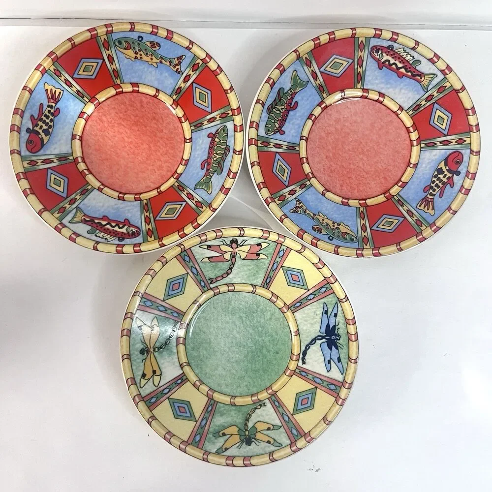 VTG. Essex Collection Splash by Siddhia Hutchinson Demitasse 3 Cup & Saucer Set